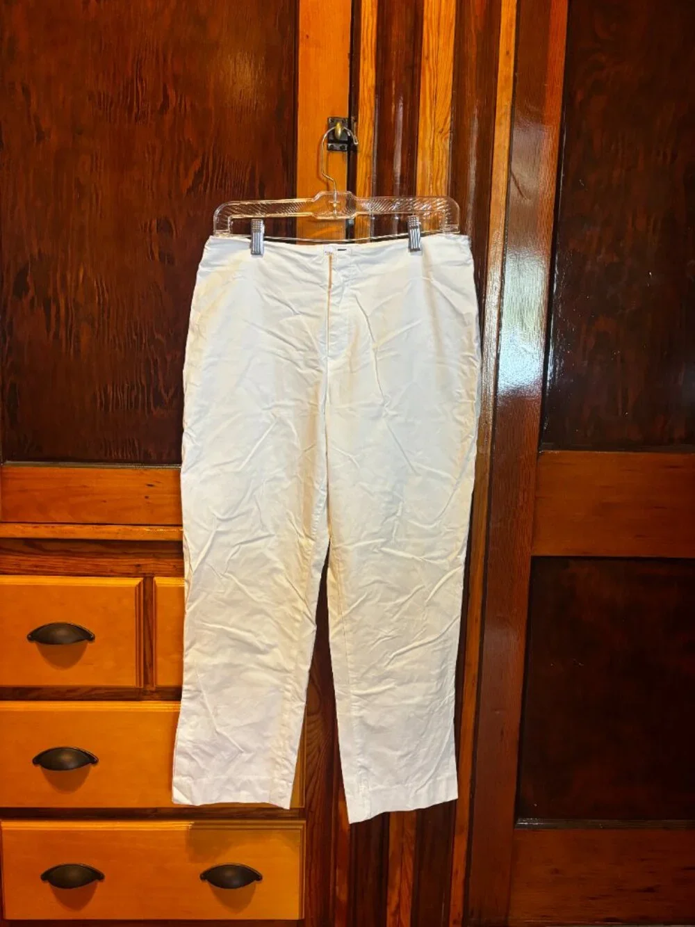 Vintage GAP Factory Cropped Solid White Pants w/ Stretch Size 8